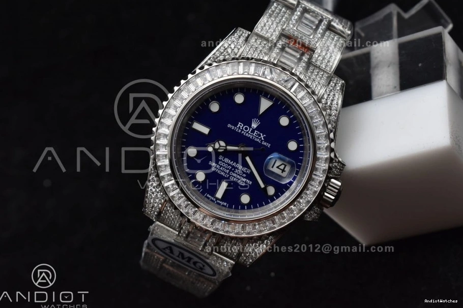 SS Submariner Dial Blue On VR Edition AMGF Best Full On Chic 1149 Diamonds 40mm Bracelet 1202